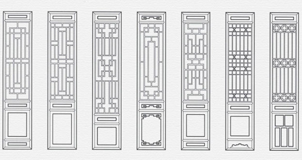 迁西常用中式仿古花窗图案隔断设计图